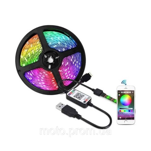 LED стрічка 5050 30л/1м, 5м, +USB, керування смартфоном, RGB (50)