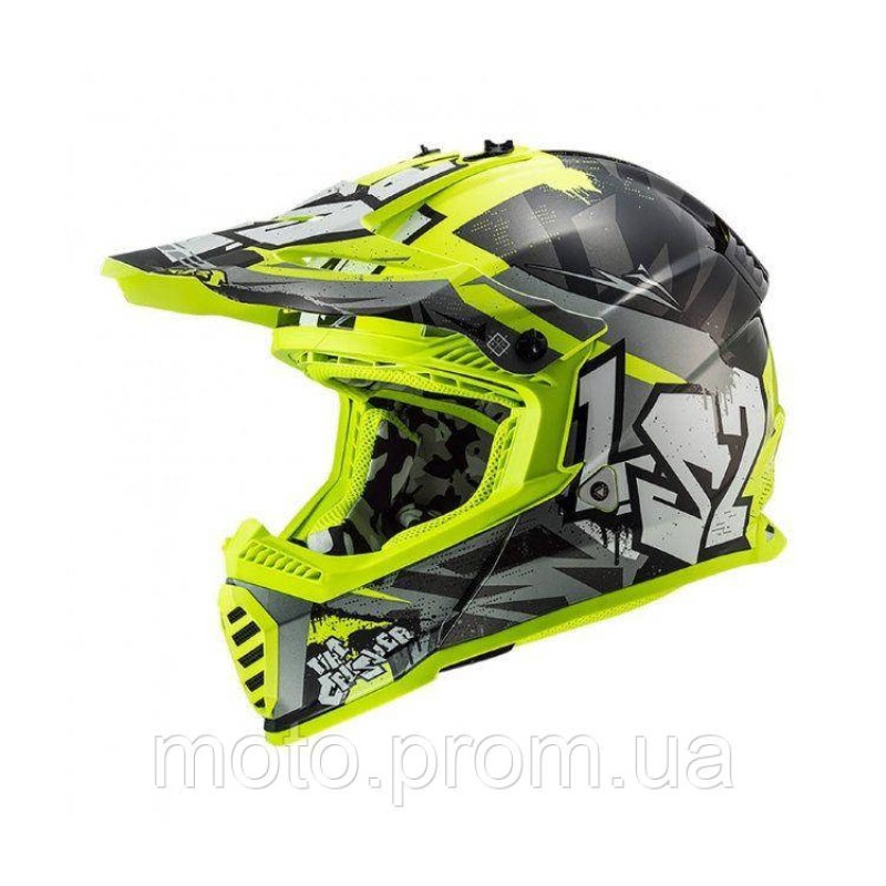 Шолом LS2 MX437 Fast 2 Mini Crusher Black Yellow (S)
