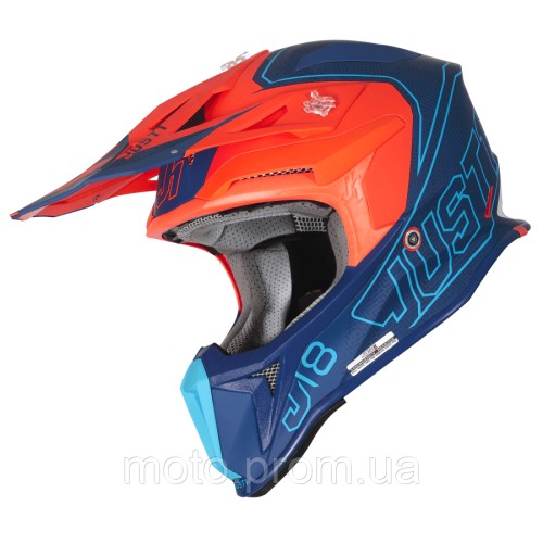 Мотошолом Just1 J18 Vertigo Blue White Fluo Orange (XL)