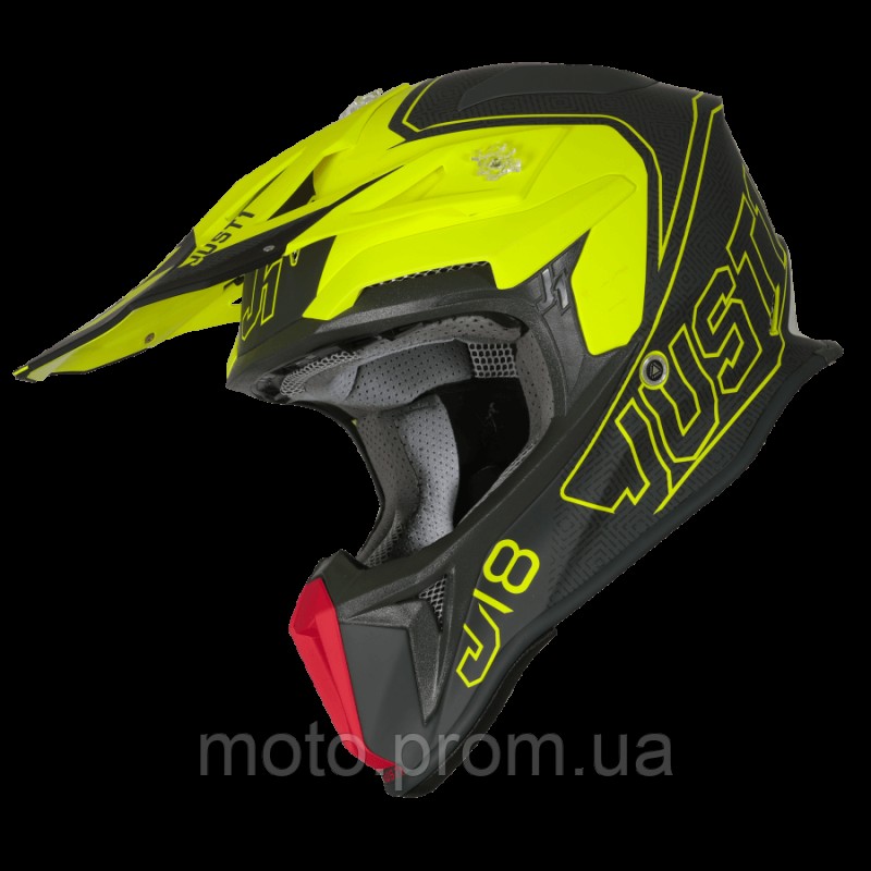 Мотошолом Just1 J18 Vertigo Red Grey Fluo Yellow (M)