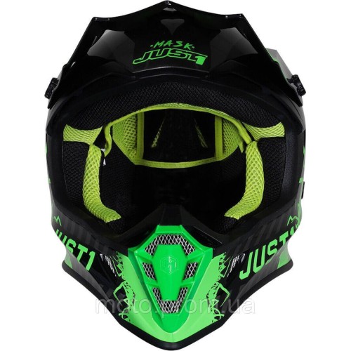 Мотошолом Just1 J38 Mask Fluo Green Titanium Black (XL)
