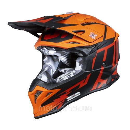 Мотошолом Just1 J39 Poseidon Fluo Orange Red Black (S)