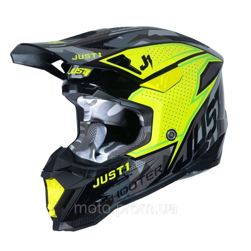 Мотошолом Just1 J40 Shooter Camo Yellow Fluo Black (L)