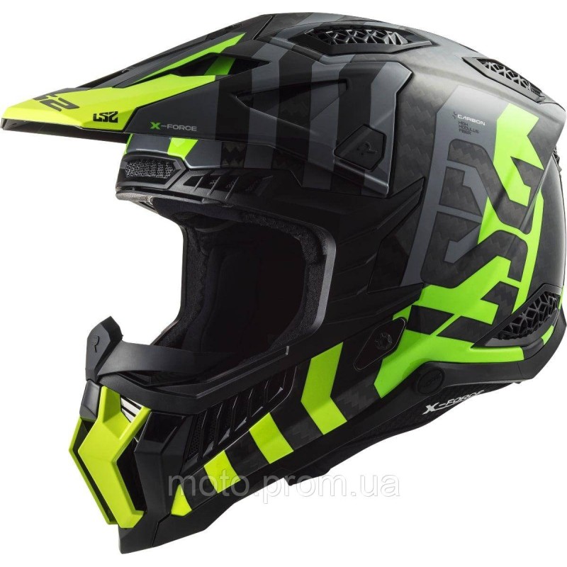 Мотошолом LS2 MX703 C X-Force Barrier Hi-Viz Yellow Green (S)