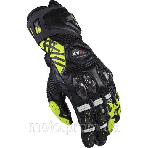 Моторукавички LS2 Feng Racing Gloves Black Hi-Vis Yellow (M)