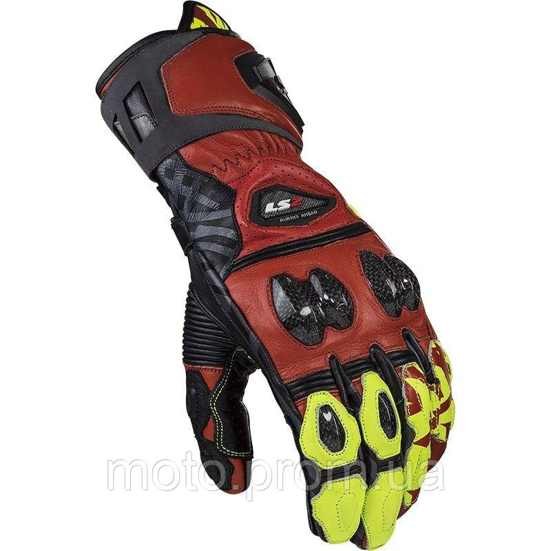 Моторукавички LS2 Feng Racing Gloves Red Hi-Vis Yellow (M)