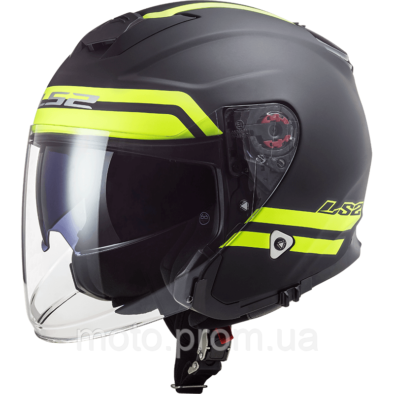 Мотошолом LS2 OF521 Infinity Hyper Matt Titanium Hi-Vis Yellow (S)