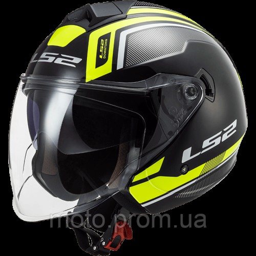 Мотошолом LS2 OF573 Twister 2 Flix Black H-V Yellow (S)