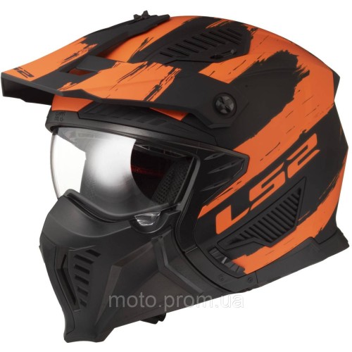 Мотошолом LS2 OF606 Drifter Mud Matt Black Orange (M)