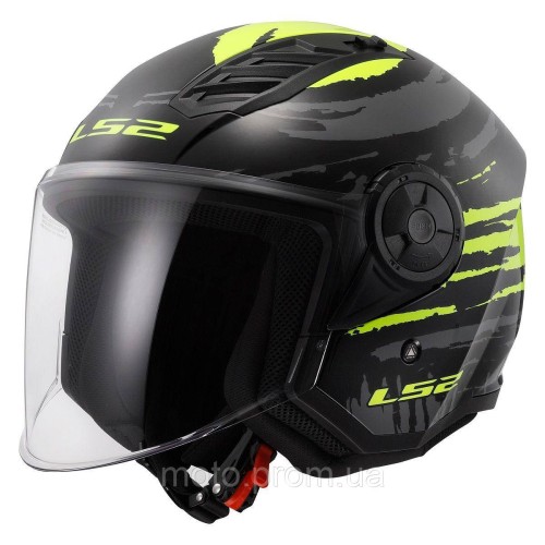 Мотошолом LS2 OF616 Airflow 2 Brush Black Hi-Vis Yellow (S)