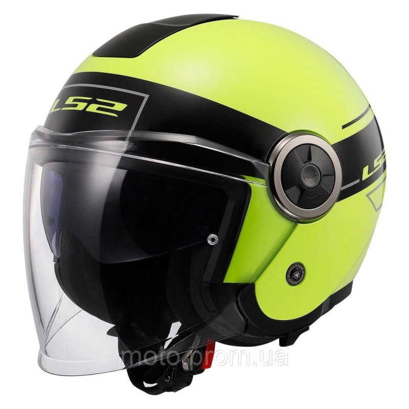 Мотошолом відкритий LS2 OF620 Classy Classic Black Hi-Vis Yellow (M)