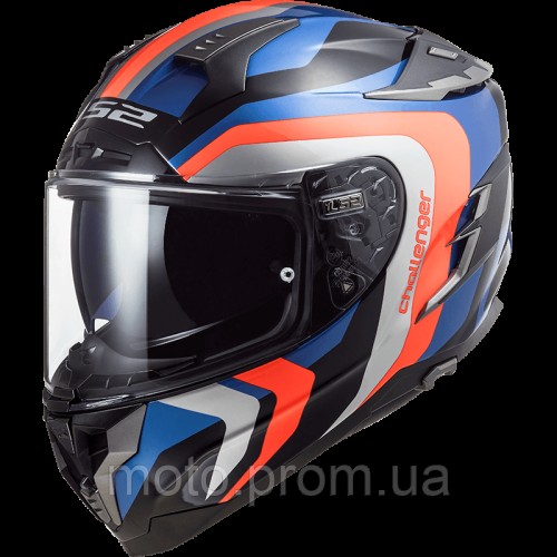 Мотошолом LS2 FF327 Challenger Galactic Blue Fluo Orange (S)