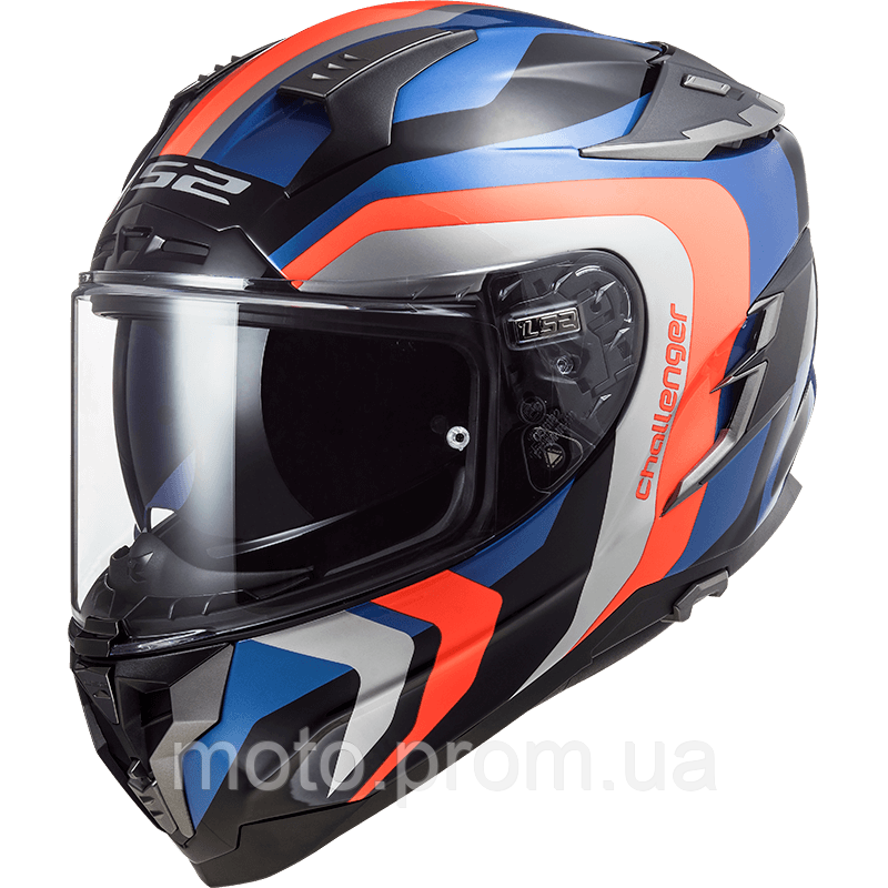 Мотошолом LS2 FF327 Challenger Galactic Blue Fluo Orange (S)
