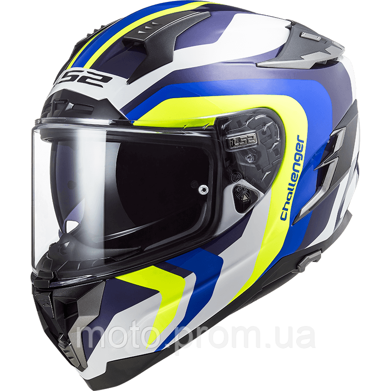 Мотошолом LS2 FF327 Challenger Galactic White Yelllow Blue (XXL)