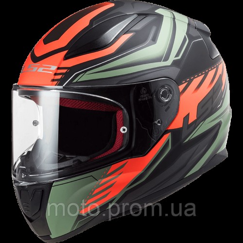 Мотошолом LS2 FF353 Rapid Gale Matt Black Red Matt Green (XXL)