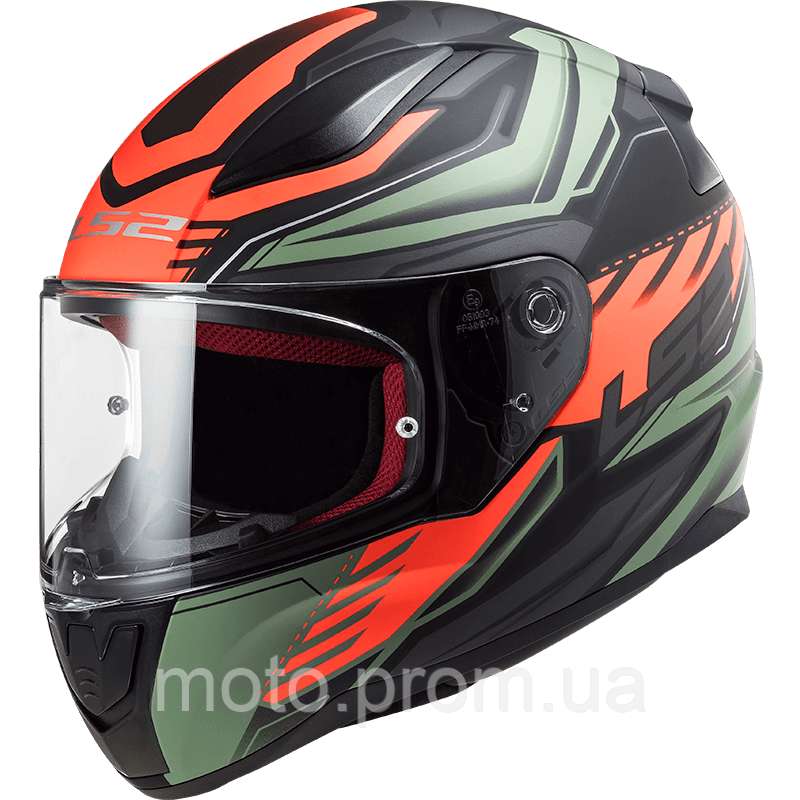 Мотошолом LS2 FF353 Rapid Gale Matt Black Red Matt Green (XXL)