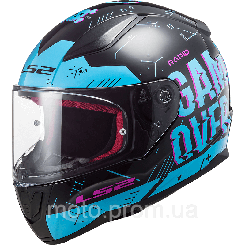 Мотошолом LS2 FF353 Rapid Player Black Sky Blue (L)