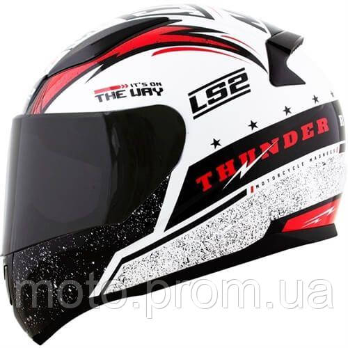 Мотошолом LS2 FF353 Rapid Thunder Gloss White Black Red (L)