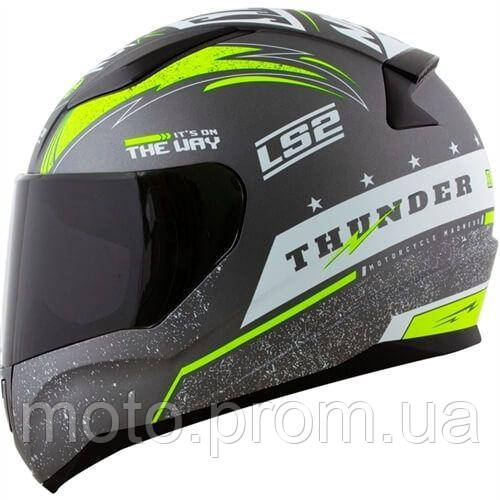 Мотошолом LS2 FF353 Rapid Thunder Matt Titanium Neon Yellow (XL)