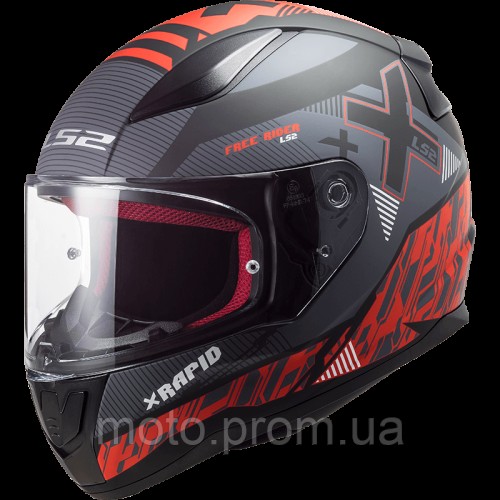Мотошолом LS2 FF353 Rapid Xtreet Matt Black Red (XL)