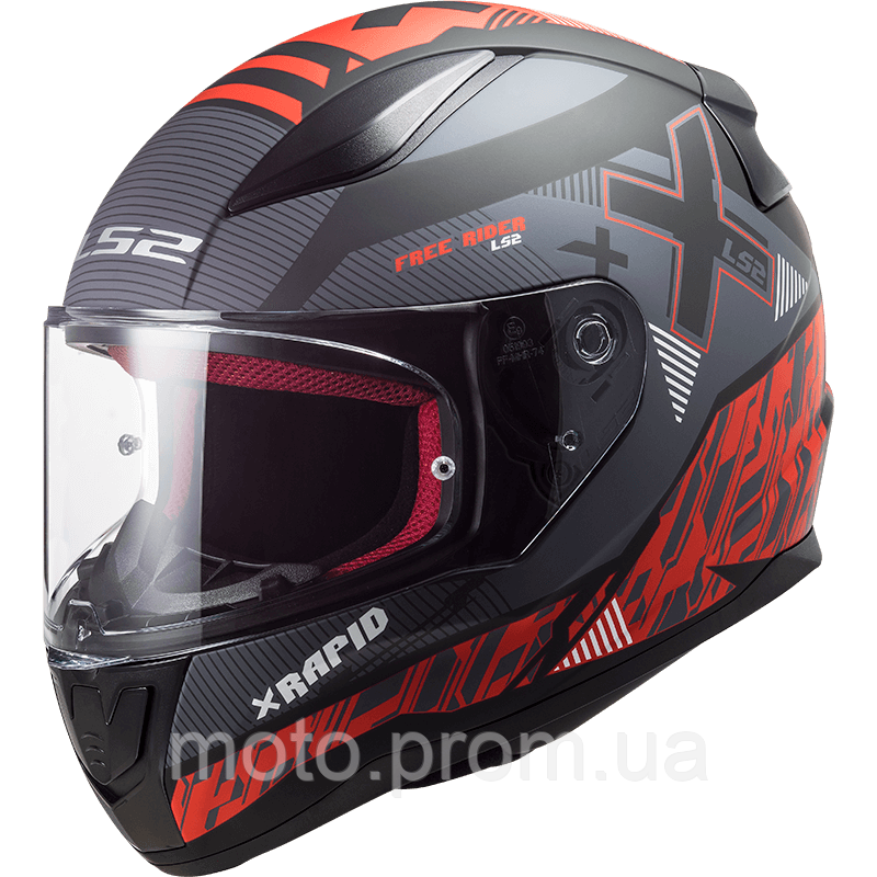 Мотошолом LS2 FF353 Rapid Xtreet Matt Black Red (XL)
