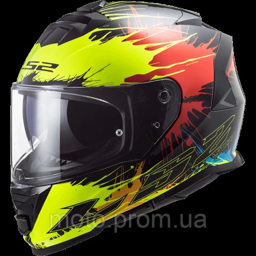 Мотошолом LS2 FF800 Storm Drop Black Yellow Red (XXL)