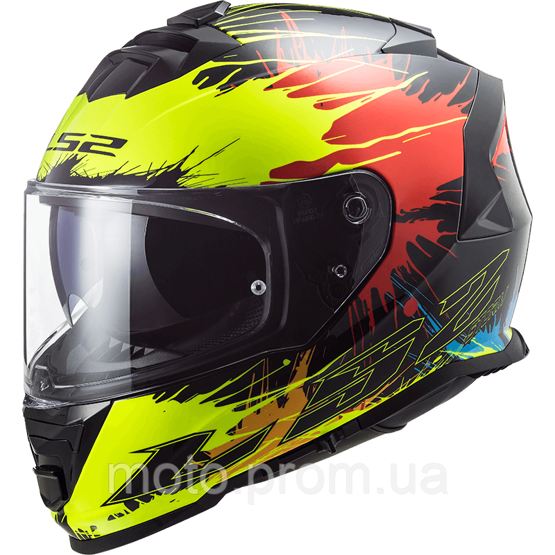 Мотошолом LS2 FF800 Storm Drop Black Yellow Red (XXL)