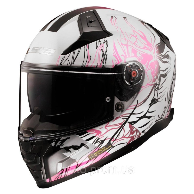 Мотошолом LS2 FF811 Vector 2 Darflo Gloss White Pink (S)