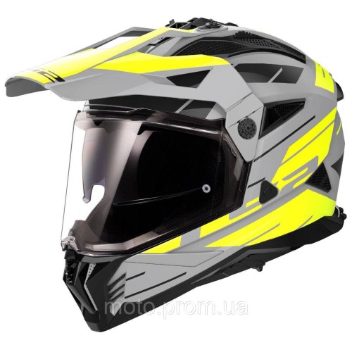 Мотошолом LS2 MX702 Pioneer 2 Namib Matt Grey Hi-Vis Yellow (M)