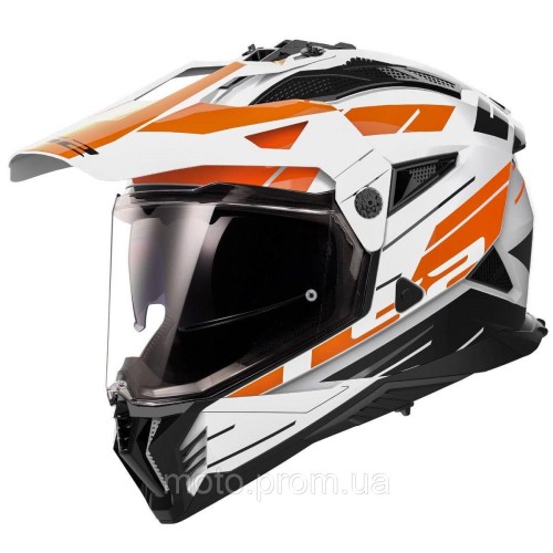 Мотошолом LS2 MX702 Pioneer 2 Namib White Orange (M)