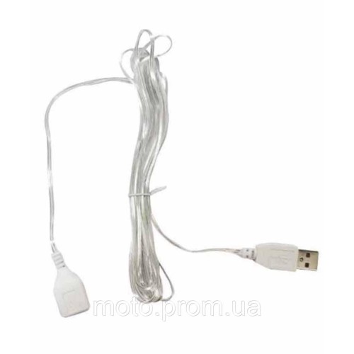 USB подовжувач для гірлянд, 5м прозорий дріт (200)