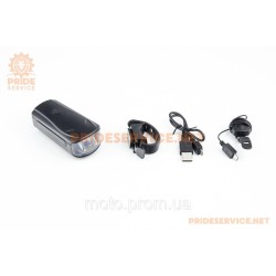 Ліхтар передній 1 діод 250 lumen+дзвінок 5 мелодії, Li-ion 3.7V 1200mAh зарядка від USB, вологозахисний, чорний WT-2202 Ліхтар передній 1 діод 250 lumen+дзвінок 5 мелодії, Li-ion 3.7V 1200mAh зарядка від USB, вологозахисний, чорний WT-2202