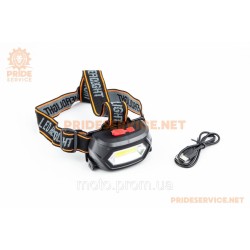 Ліхтар налобний COB 130 lumen, АКБ Li-ion 3.7V 18650 зарядка від USB, вологозахисний, чорний BL-203