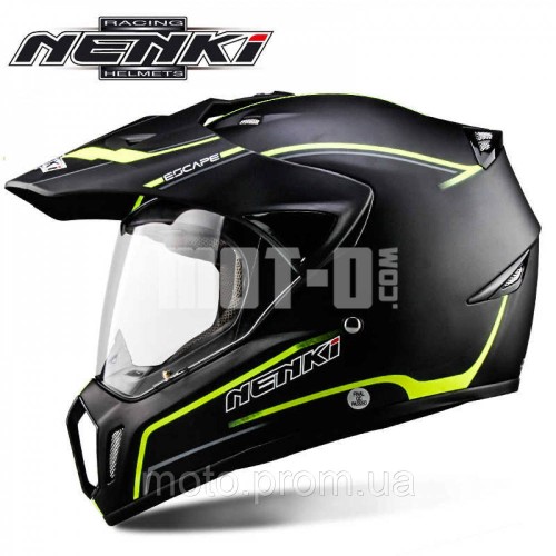 Шолом (мотард) NENKI MX-310 MATT BLACK YELLOW