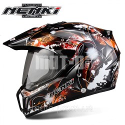 Шолом (мотард) NENKI MX-310 BLACK ORANGE Шолом (мотард) NENKI MX-310 BLACK ORANGE