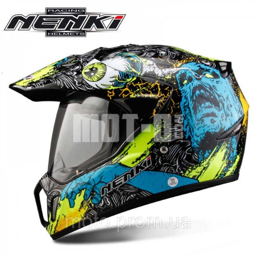 Шолом (мотард) NENKI MX-310 BRIGHT BLACK YELLOW