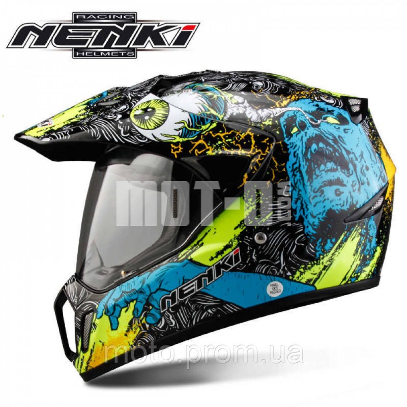 Шолом (мотард) NENKI MX-310 BRIGHT BLACK YELLOW