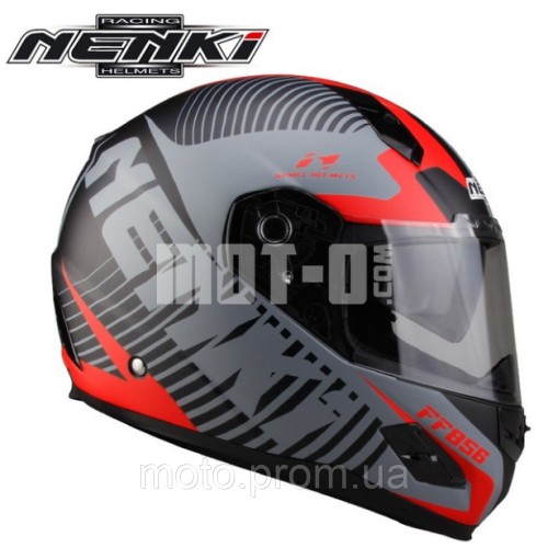 Шолом (Інтеграл) NENKI FF-856 MATTE GREY RED