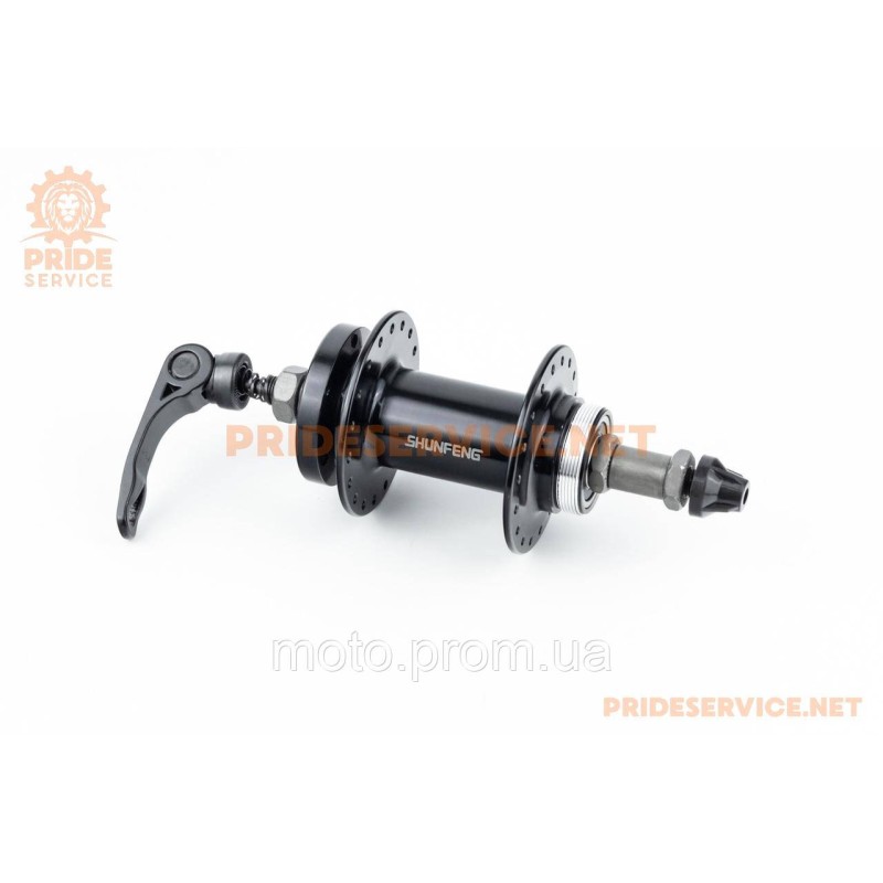 Втулка задня MTB алюмінієва 14Gx36H під вільнобіг, Disk-brake, 2 пром-підшипники 6200 2RS, кріпл. ексцентрик, чорна SF-A210RB
