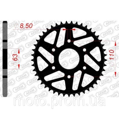 Зірка AFAM Steel Sprocket 520 [Black] 42z