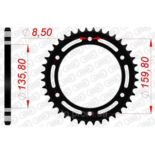 Зірка AFAM Steel Sprocket 520 [Black] 47z