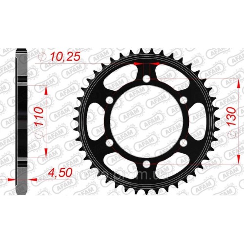 Зірка AFAM Steel Sprocket 525 [Black] 44z