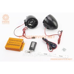 АУДИО-блок (Bluetooth, МРЗ-USB/SD, FM-радио, пультДУ, сигнализация) + колонки 2шт, чёрные