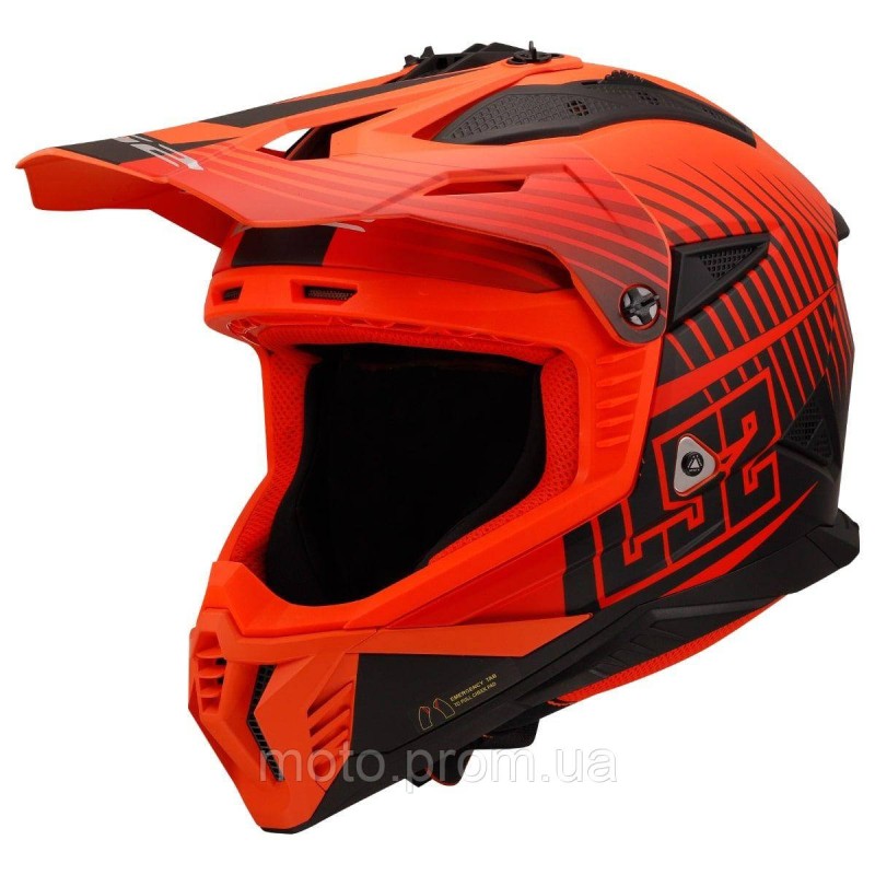 Мотошолом LS2 MX708 Fast 2 Duck Matt Hi-Vis Orange Red (XL)