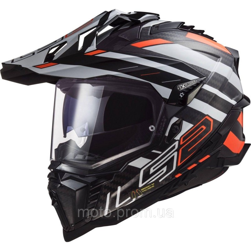 Мотошолом LS2 MX701 Explorer C Edge Black Orange White (XL)