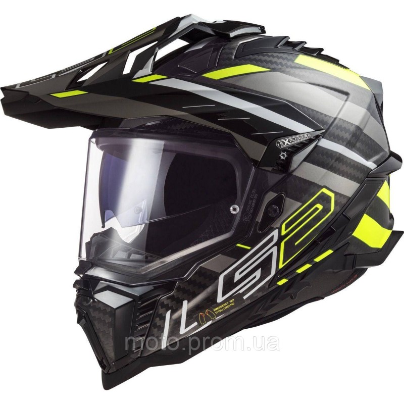 Мотошолом LS2 MX701 Explorer C Edge Gloss Black Hi-Vis Yellow (M)