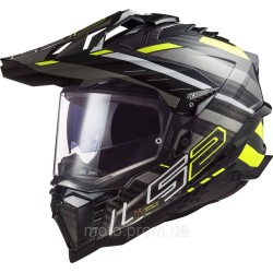 Мотошолом LS2 MX701 Explorer C Edge Gloss Black Hi-Vis Yellow (XL)
