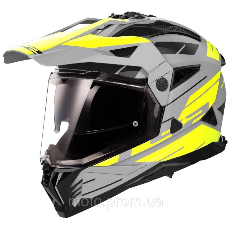 Мотошолом LS2 MX702 Pioneer 2 Namib Matt Grey Hi-Vis Yellow (S)