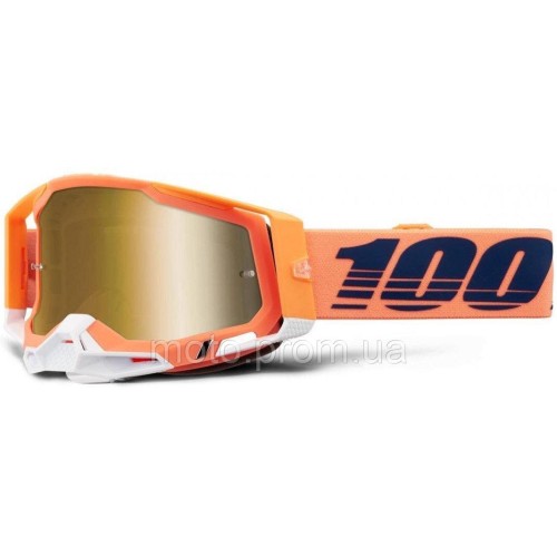Окуляри 100% RACECRAFT 2 Goggle [Coral] Mirror Gold Lens