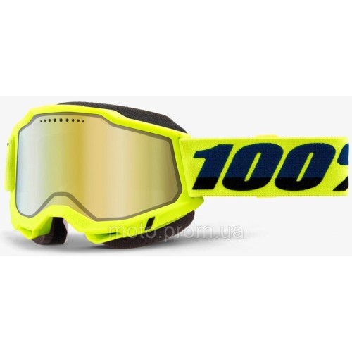 Окуляри 100% ACCURI 2 Snowmobile Goggle [Fluo Yellow] Dual Mirror Gold Lens